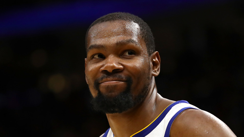 Kevin Durant grinning on court