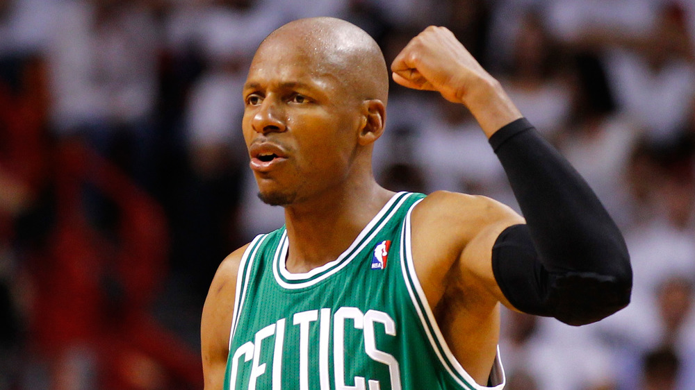 Ray Allen with fist in air on court