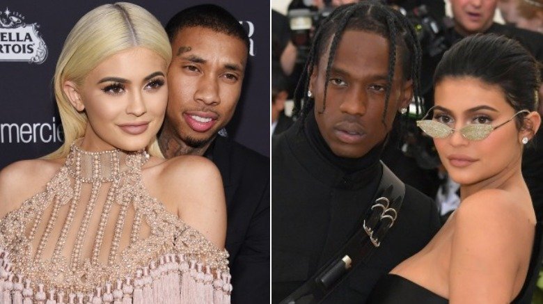 Tyga and Kylie Jenner and Travis Scott with Kylie Jenner at the Met Gala in 2018