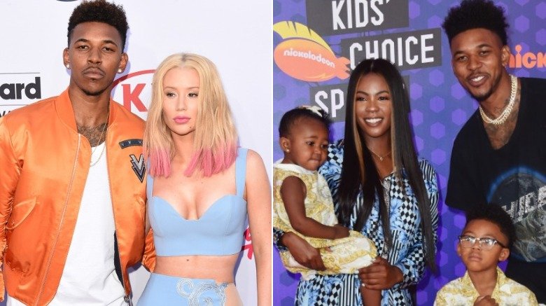 Nick Young and Iggy Azalea / Nick Young with Keonna Green and their two children