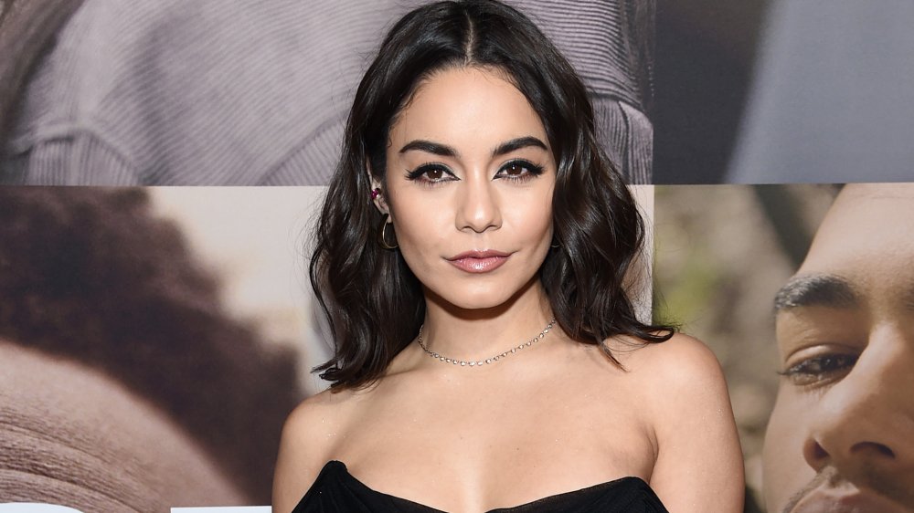 Vanessa Hudgens with smokey eye makeup at event