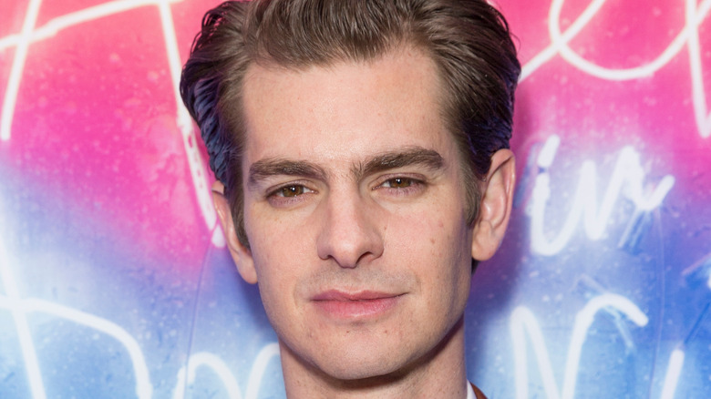 Andrew Garfield posing at event