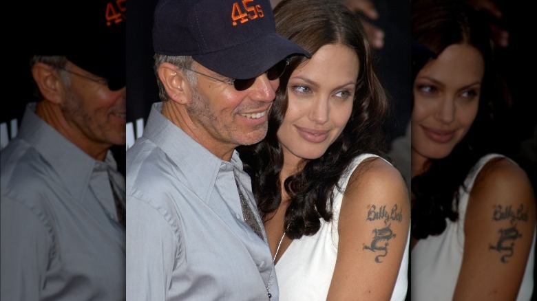 Billy Bob Thornton smiling with Angelina Jolie