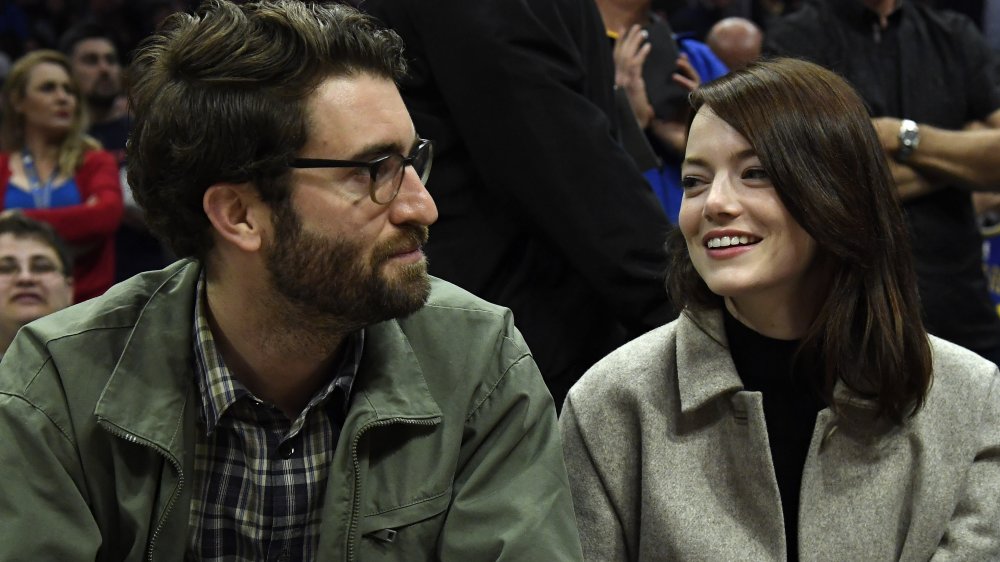 Emma Stone smiling at Dave McCary