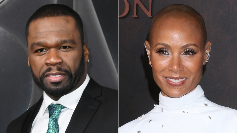 50 Cent, left, and Jada Pinkett Smith, right