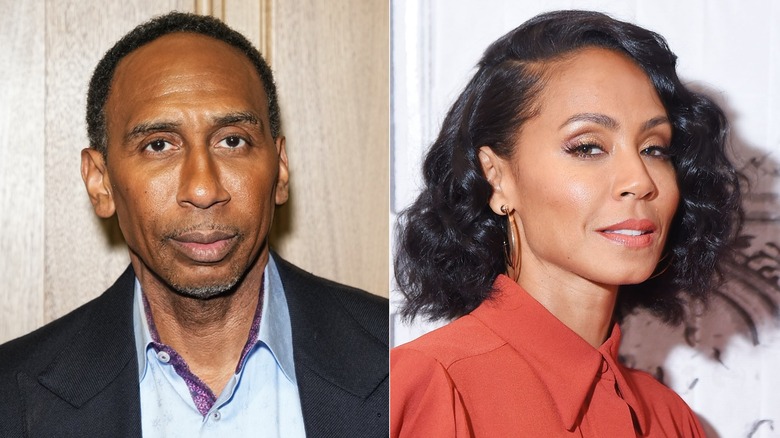 Stephen A. Smith, left, and Jada Pinkett Smith, right