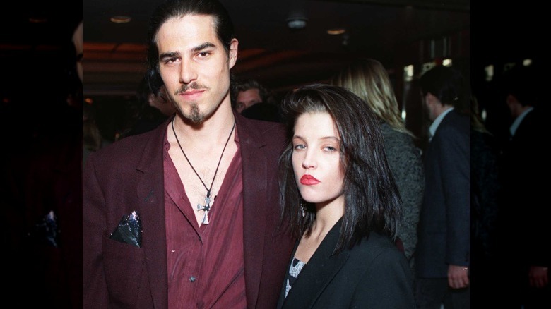 Lisa Marie Presley and Danny Keough at a party