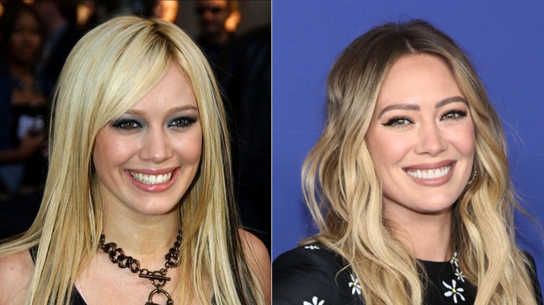 Split image of Hilary Duff smiling