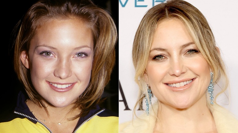 Split image of Kate Hudson smiling