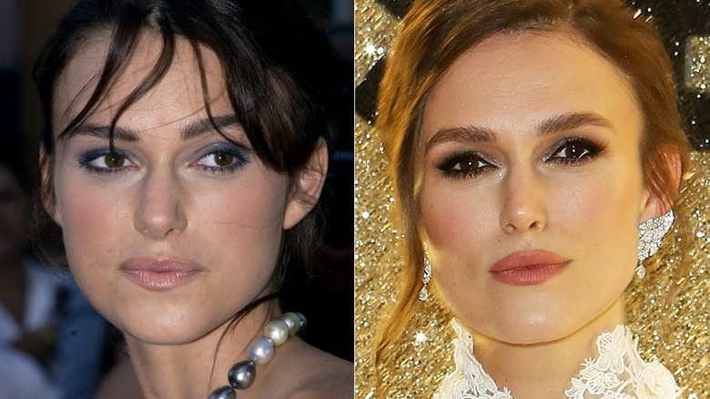 Split image of Keira Knightley smiling