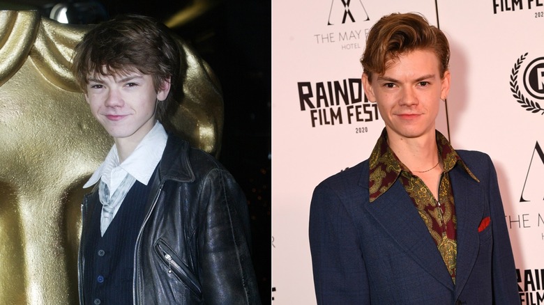 Split image of Thomas Brodie-Sangster posing