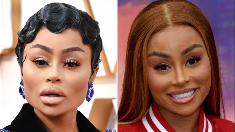 Blac Chyna posing for pictures with and without makeup