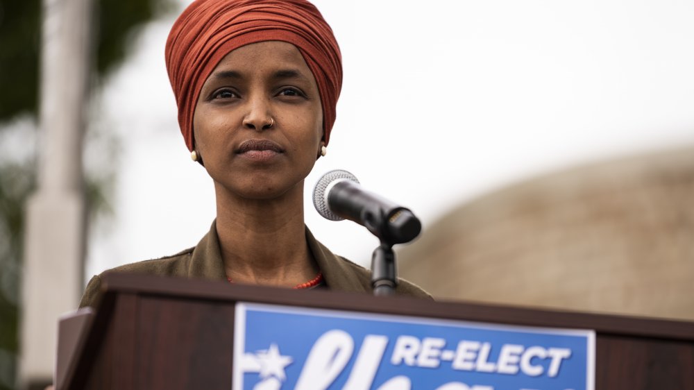 Rep. Ilhan Omar speaking at a campaign event