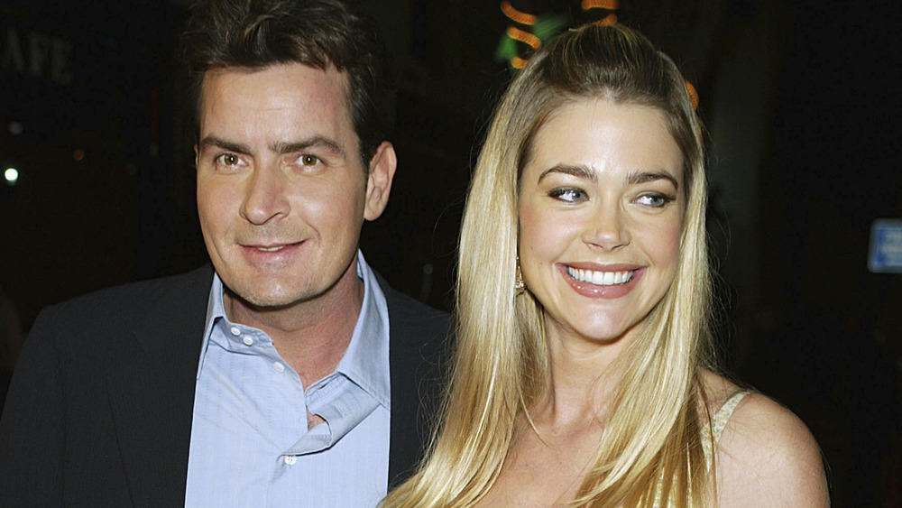 Charlie Sheen and Denise Richards smiling