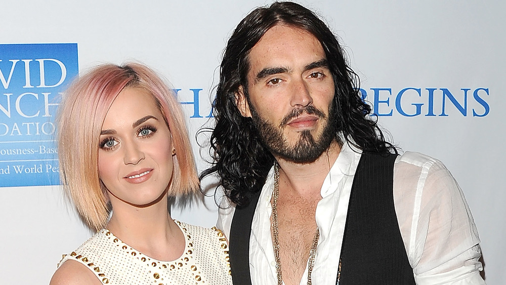 Katy Perry and Russell Brand posing together