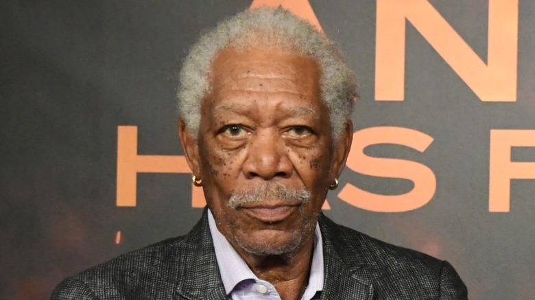 Morgan Freeman looking at camera