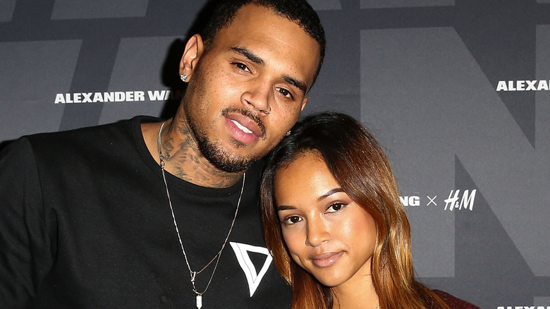 Chris Brown, Karrueche Tran posing