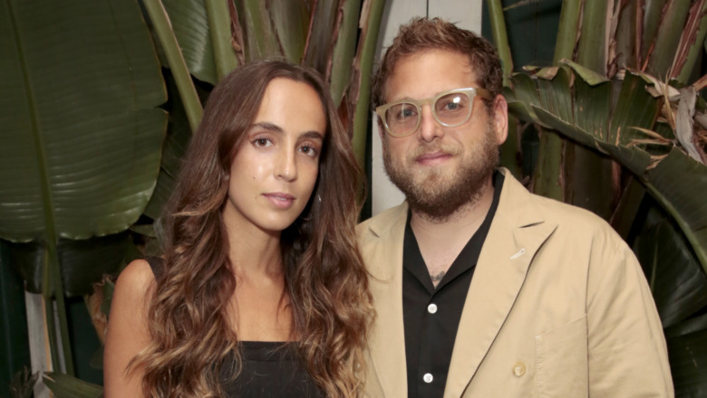 Jonah Hill and Gianna Santos next to each other at an event