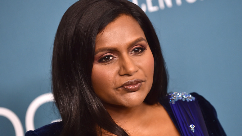 Mindy Kaling pursing lips