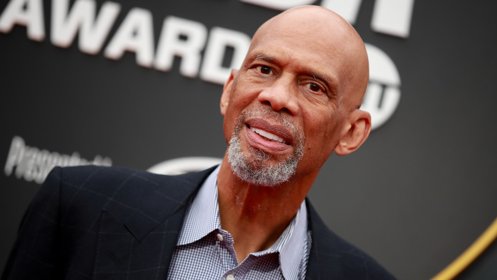 Kareem Abdul-Jabbar posing with a neutral expression