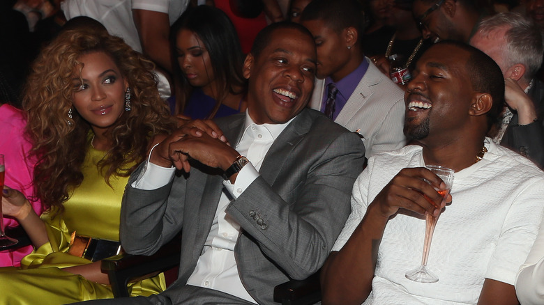 Beyoncé, Jay-z, and Kanye West laughing together