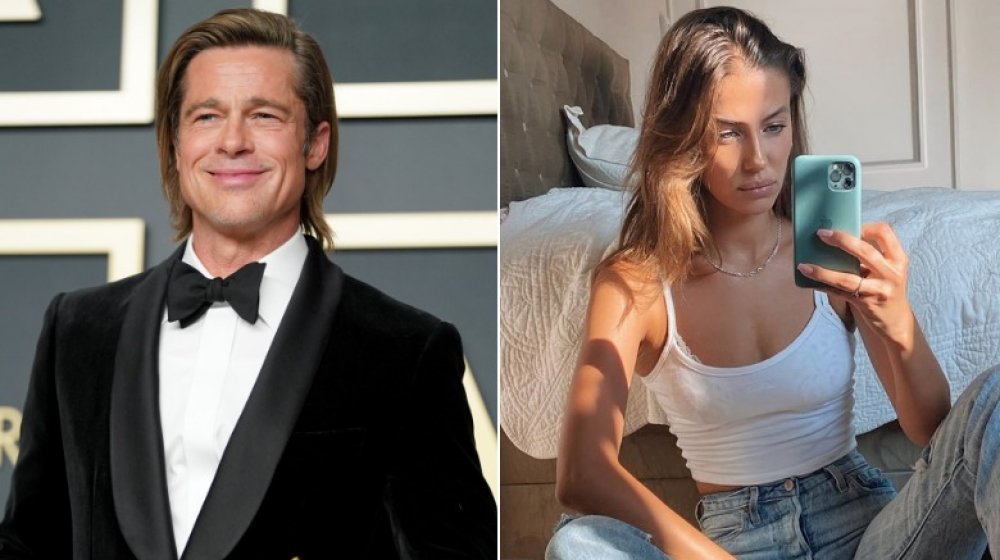 Brad Pitt and Nicole Poturalski split image