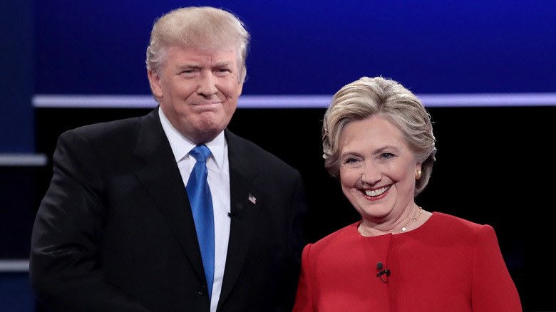 Donald Trump, Hillary Clinton smiling