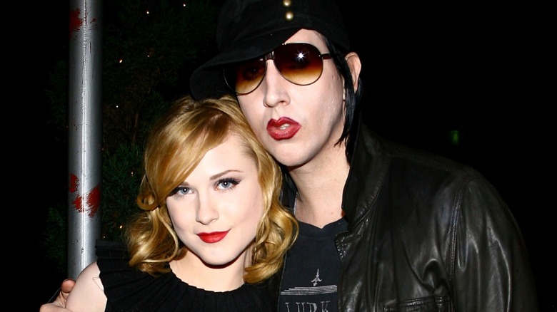 Marilyn Manson posing with Evan Rachel Wood