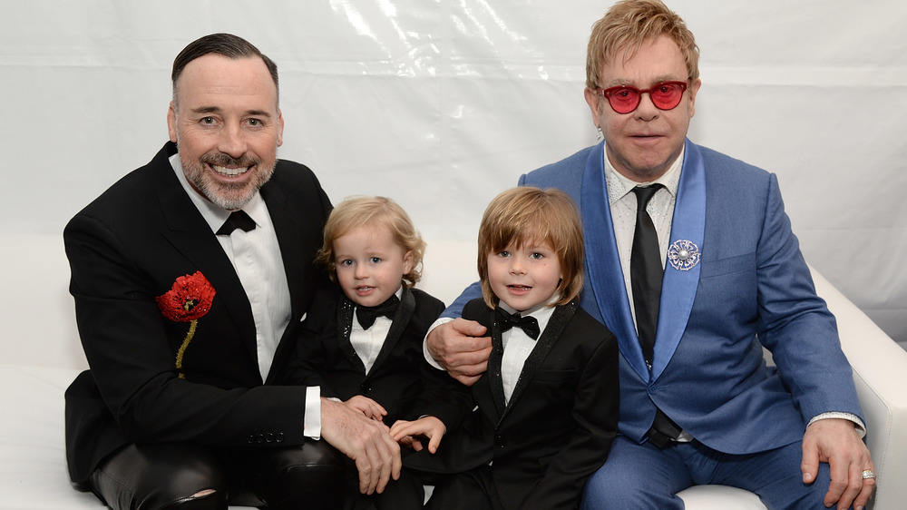 Elton John with his family