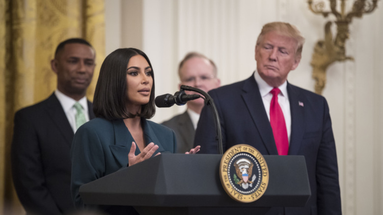 Kim Kardashian West speaking at the White House