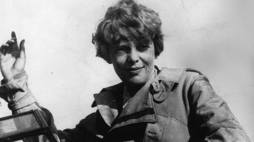 Amelia Earhart posing