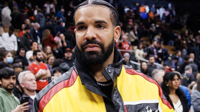 Drake wears leather jacket 