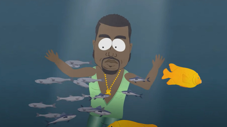 Kanye West with fish on South Park