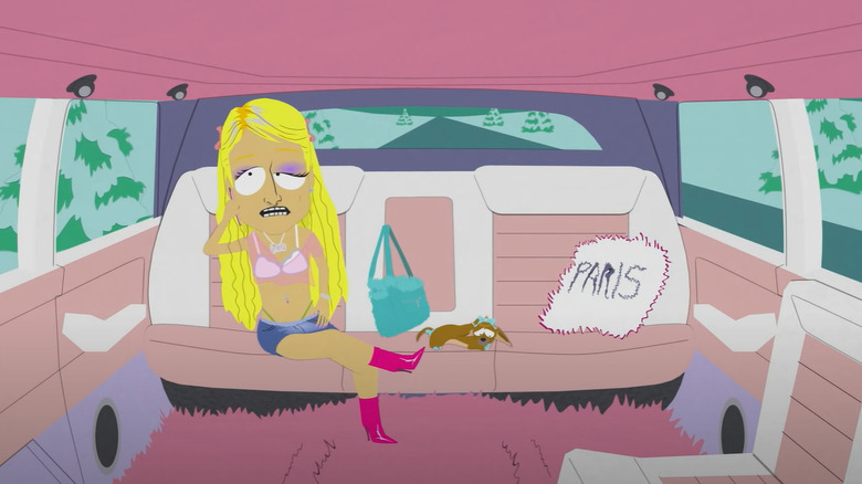 Paris Hilton in car on South Park