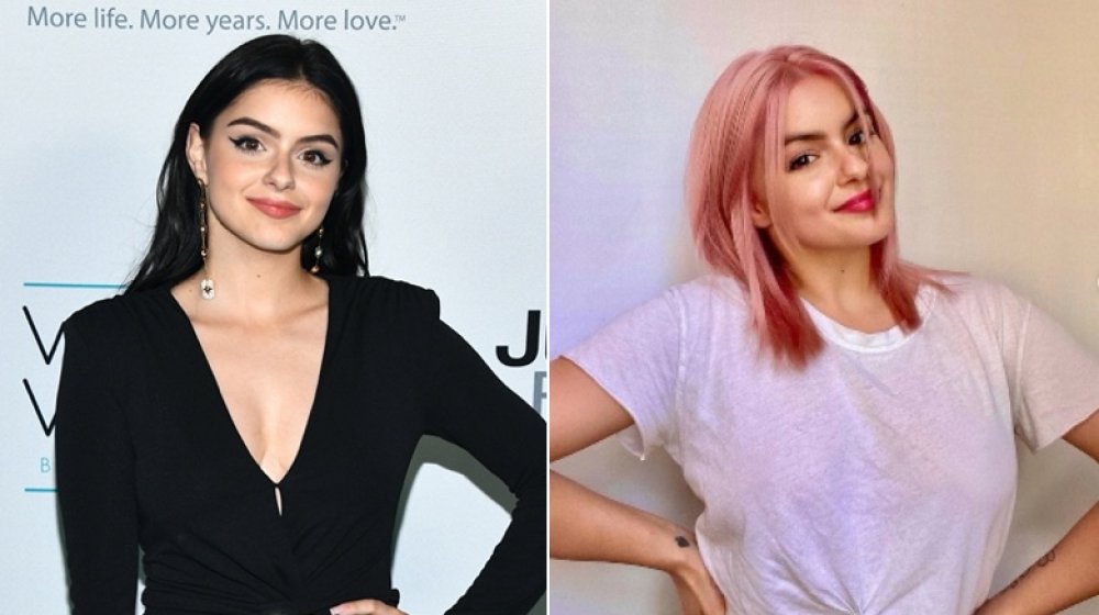 Left: Ariel Winter with black hair / Rght: Ariel Winter with pink hair