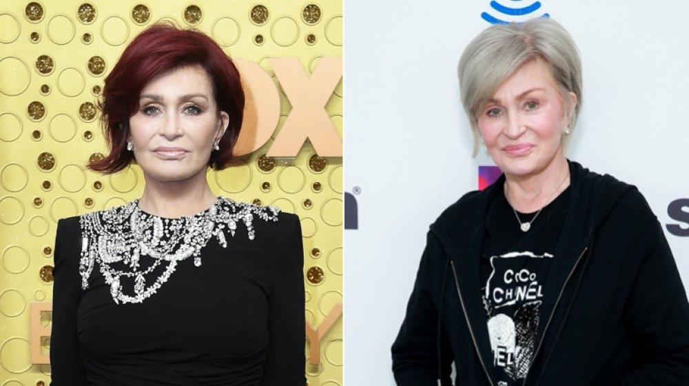 Left: Sharon Osbourne with red hair / Right: Sharon Osbourne with silver hair