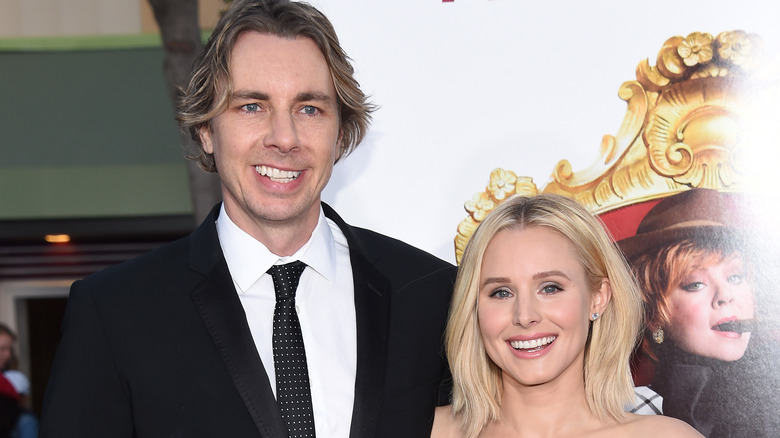 Kristen Bell smiling with Dax Shepard