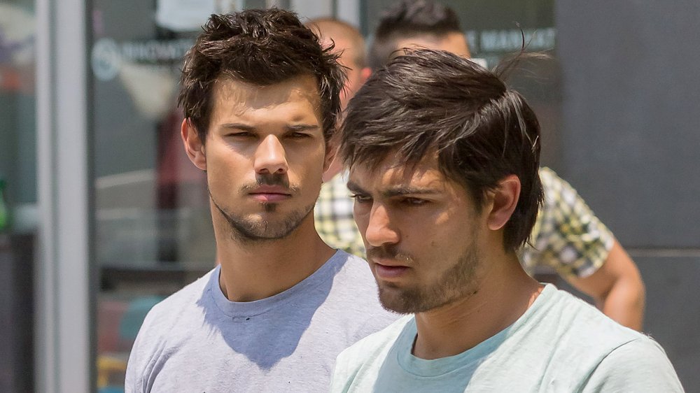 Taylor Lautner and Gabriel Nunez on the set of Tracers