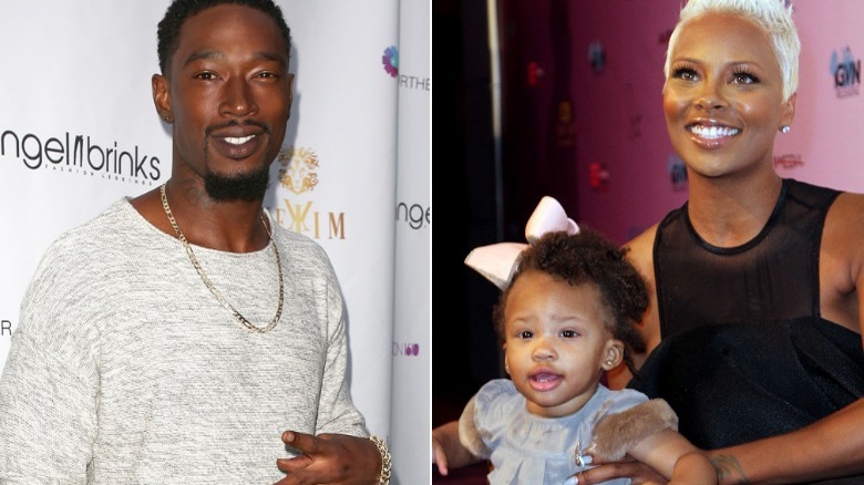 Kevin McCall Jr. on a red carpet, Eva Marcille and daughter Marley Rae on a red carpet