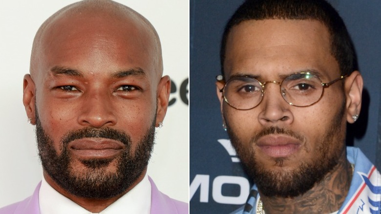 Tyson Beckford, left, and Chris Brown, right