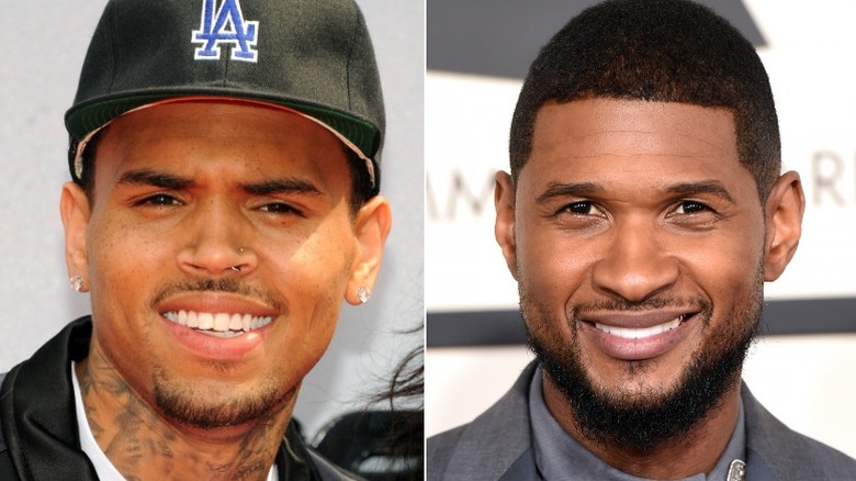 Chris Brown, left, and Usher, right 