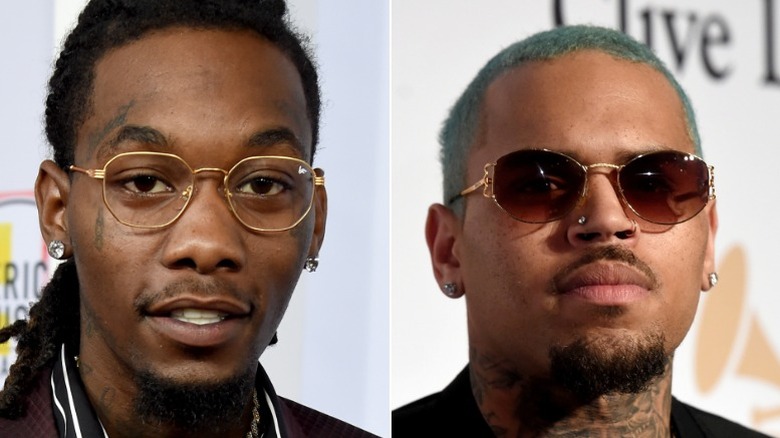 Offset, left, and Chris Brown, right