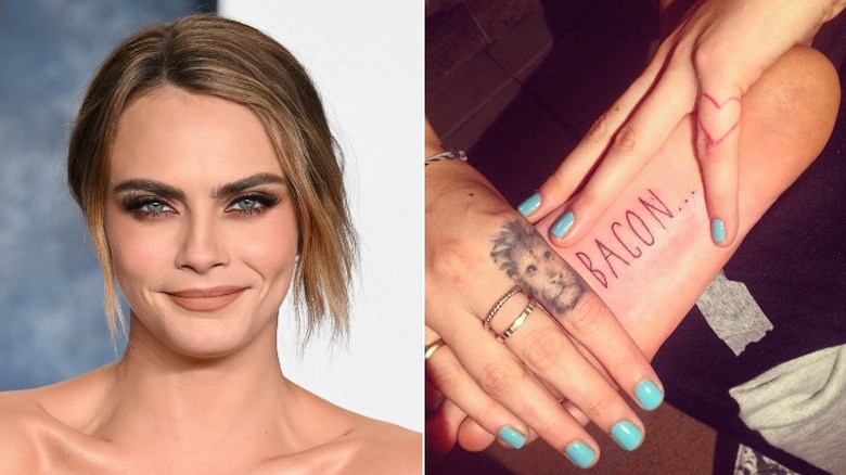 Cara Delevingne split image tattoo