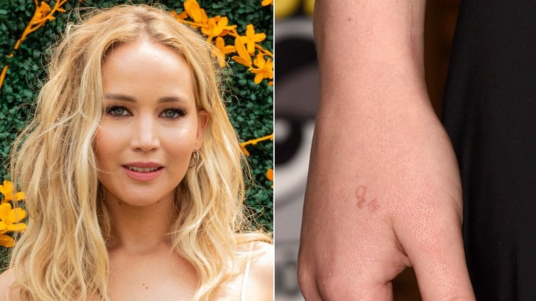 Jennifer Lawrence split image tattoo