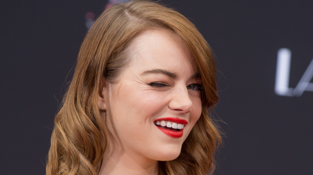 Emma Stone winking 