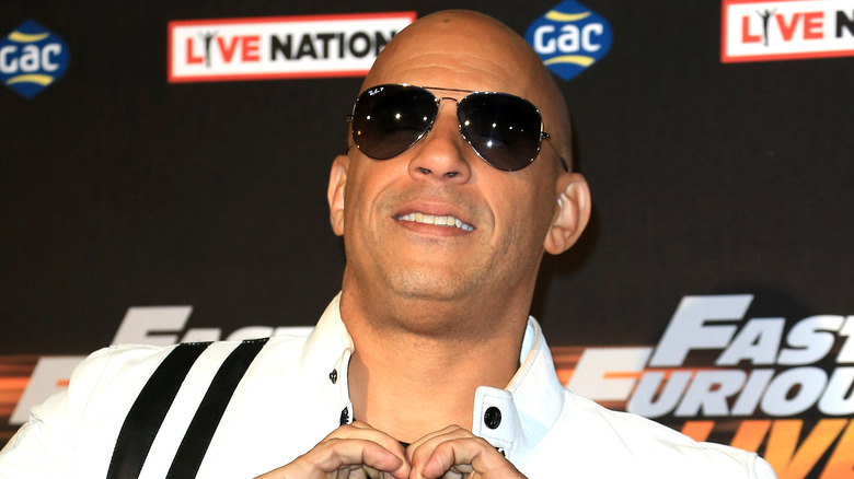 Vin Diesel making heart with hands