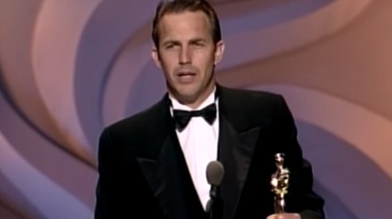 Kevin Costner accepting his Oscar