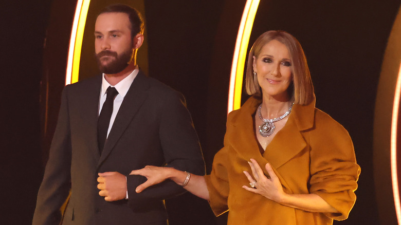 René-Charles Angelil and Celine Dion at the Grammys