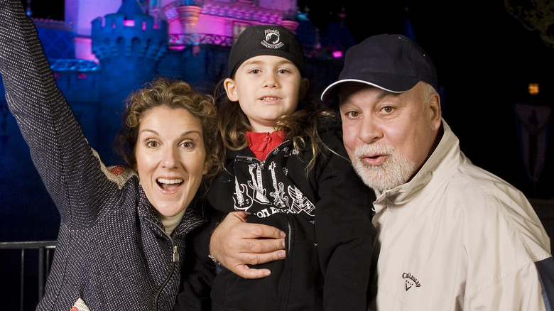 Celine Dion poses with her husband Rene and their son Rene-Charles