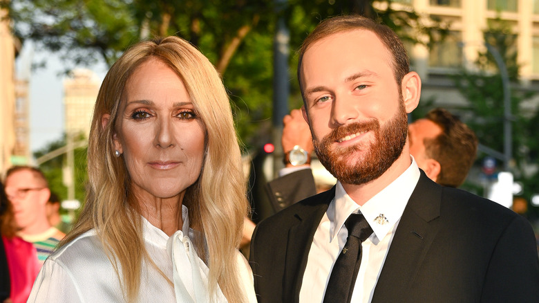 Celine Dion posing with her son René-Charles Angélil